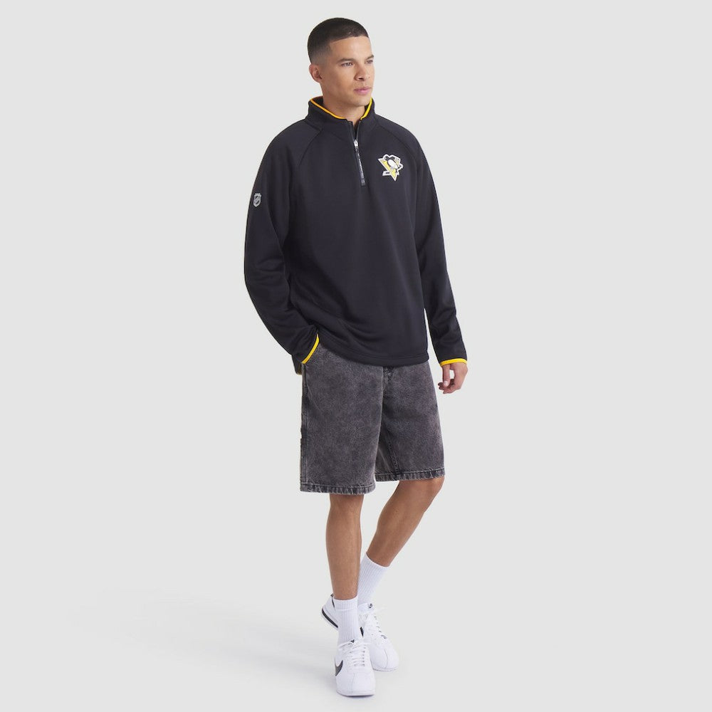 NHL Black Pittsburgh Penguins Fanatics Authentic Pro Rink Raglan Quarter-Zip Pullover