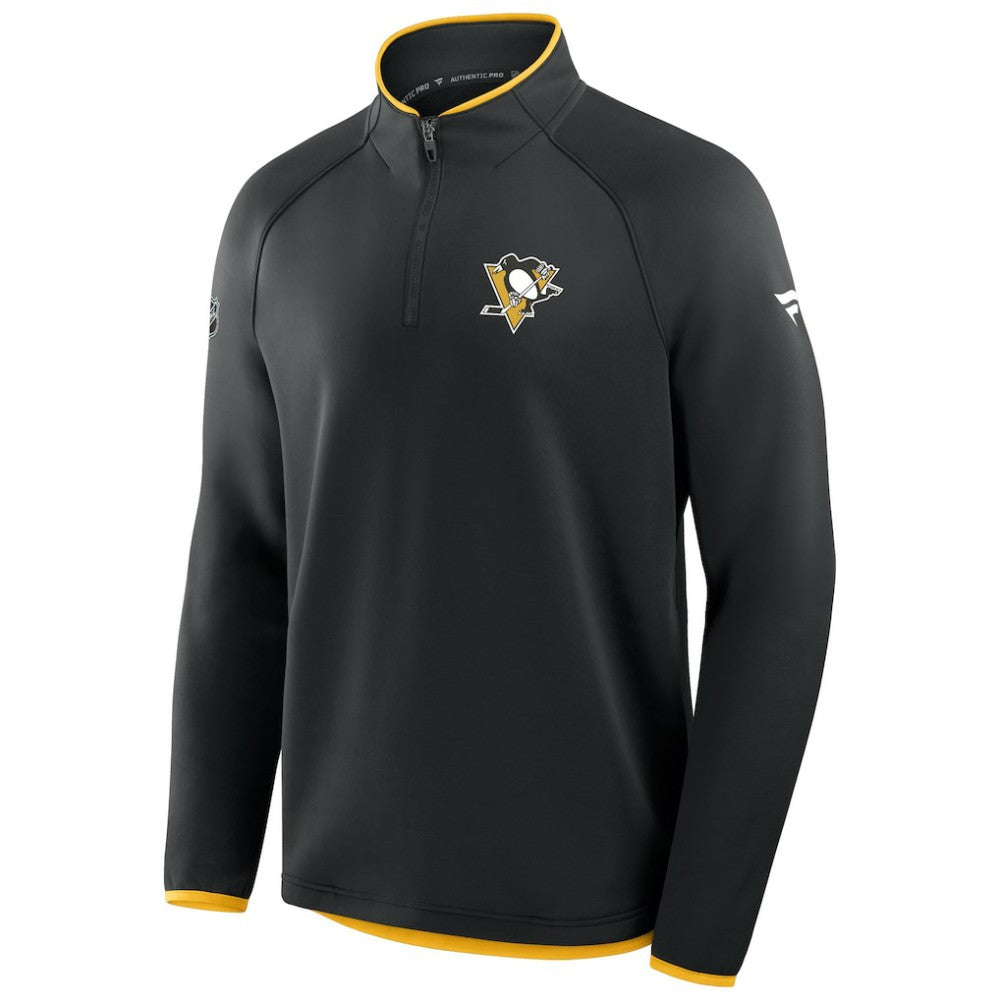 NHL Black Pittsburgh Penguins Fanatics Authentic Pro Rink Raglan Quarter-Zip Pullover