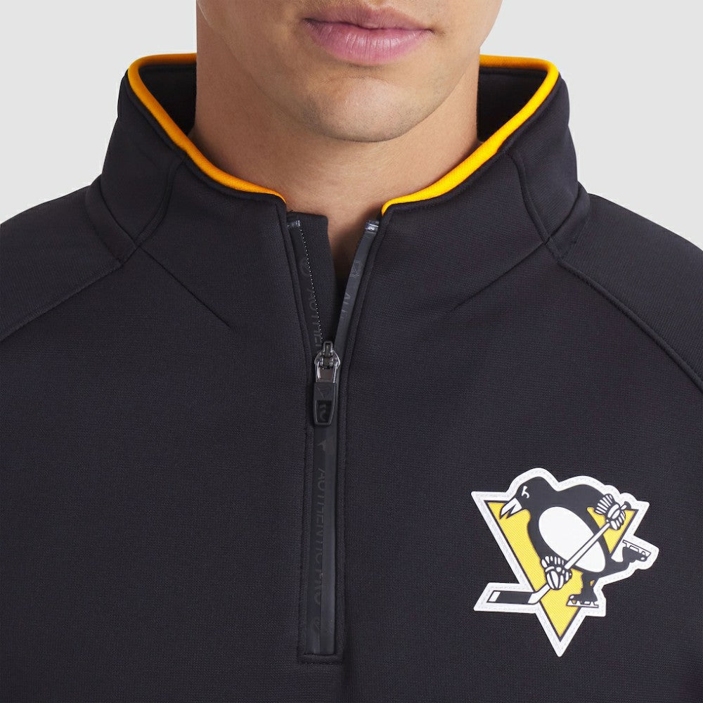 NHL Black Pittsburgh Penguins Fanatics Authentic Pro Rink Raglan Quarter-Zip Pullover
