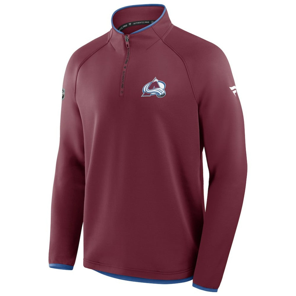 NHL Burgundy Colorado Avalanche Fanatics Authentic Pro Rink Raglan Quarter-Zip Pullover