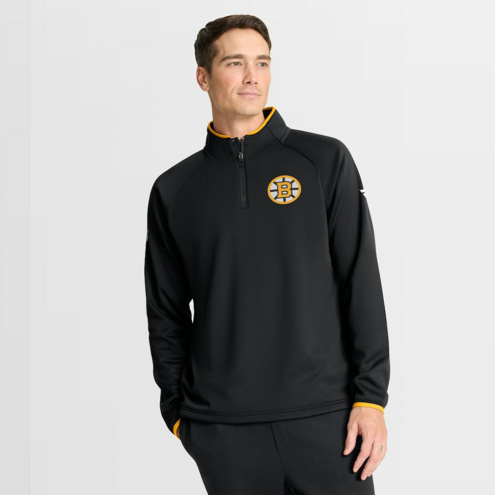 NHL Black Boston Bruins Fanatics Authentic Pro Rink Raglan Quarter-Zip Pullover