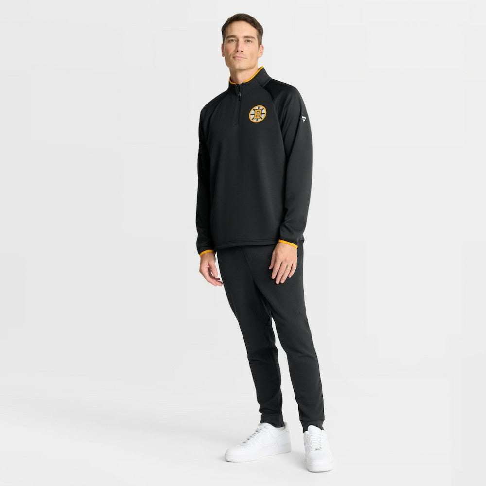 NHL Black Boston Bruins Fanatics Authentic Pro Rink Raglan Quarter-Zip Pullover