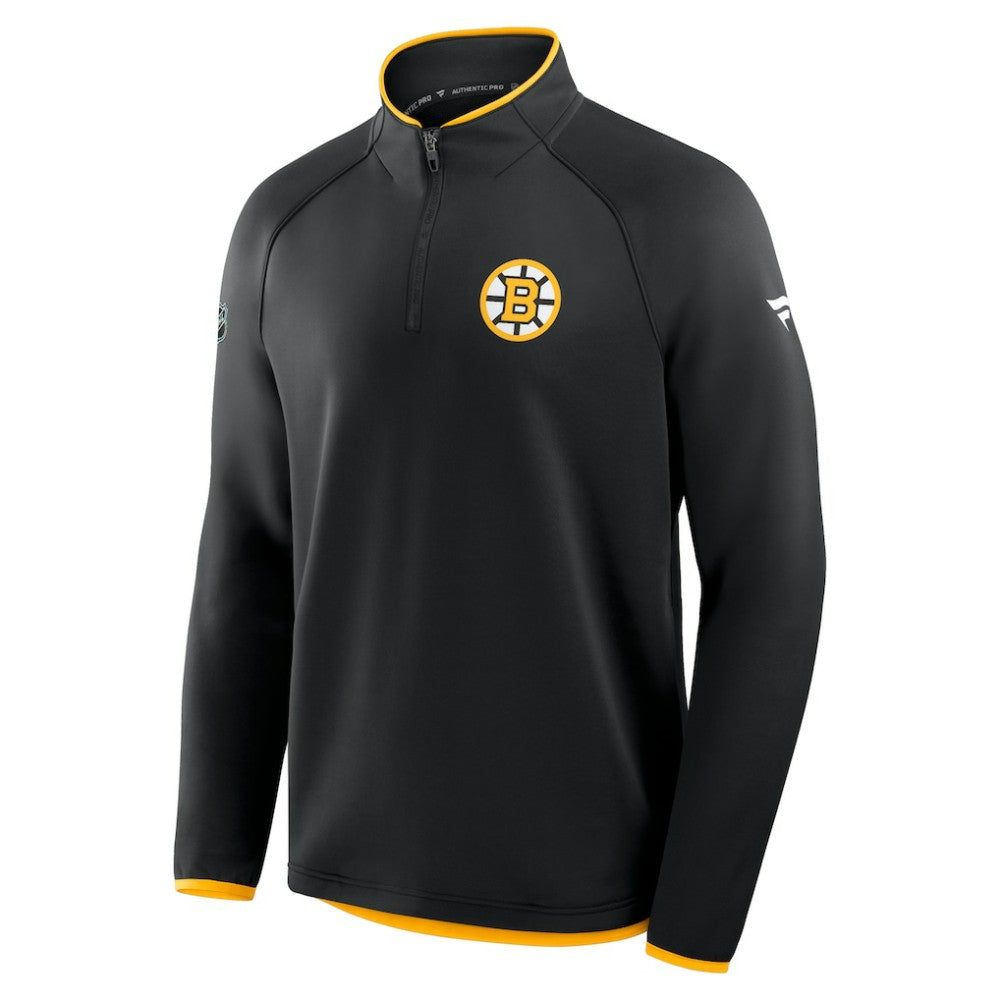 NHL Black Boston Bruins Fanatics Authentic Pro Rink Raglan Quarter-Zip Pullover