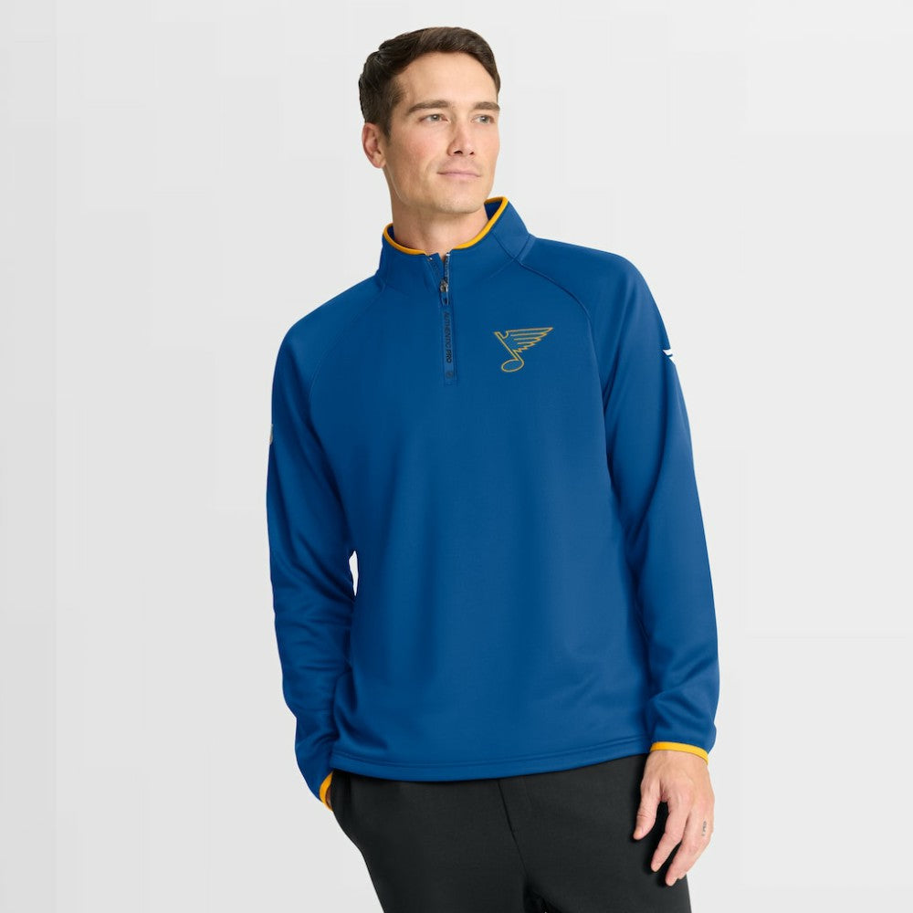 NHL Blue St. Louis Blues Fanatics Authentic Pro Rink Raglan Quarter-Zip Pullover