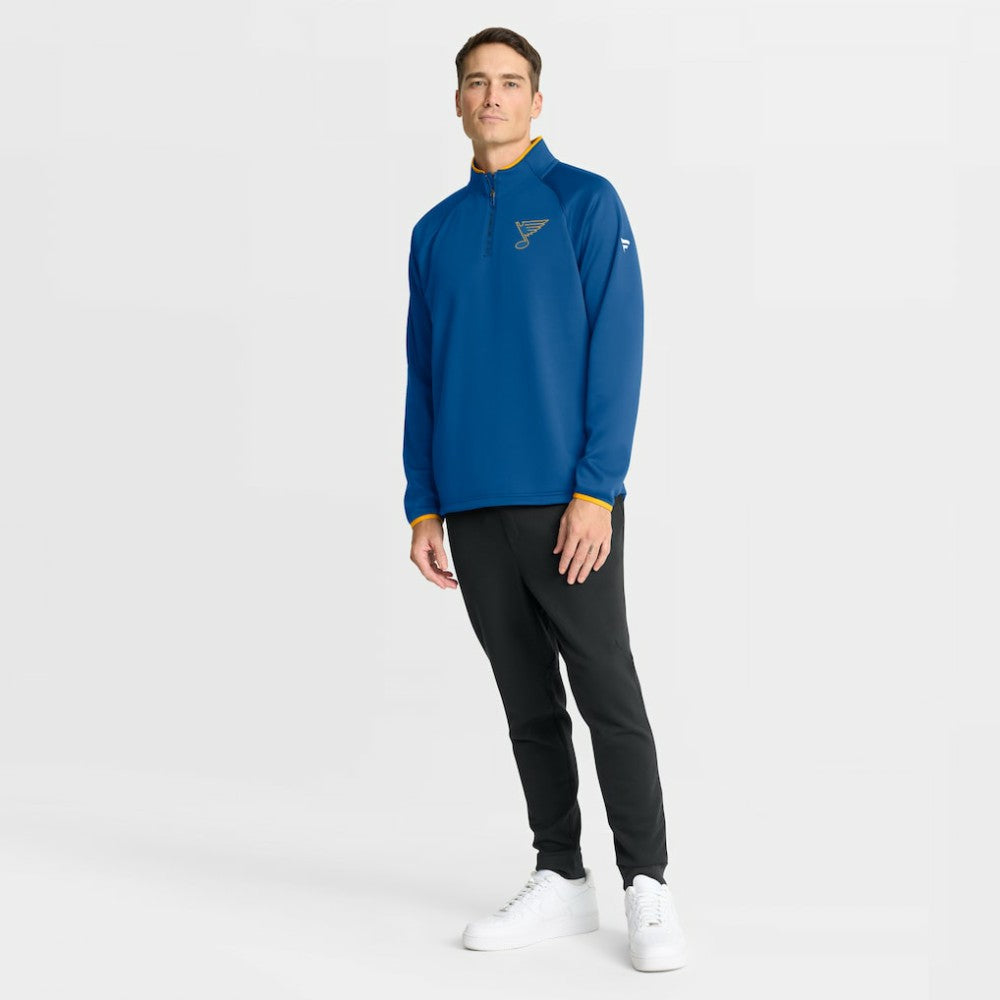 NHL Blue St. Louis Blues Fanatics Authentic Pro Rink Raglan Quarter-Zip Pullover