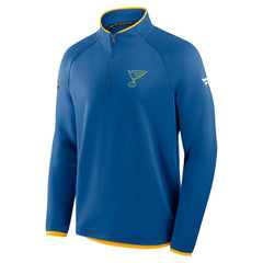 NHL Blue St. Louis Blues Fanatics Authentic Pro Rink Raglan Quarter-Zip Pullover