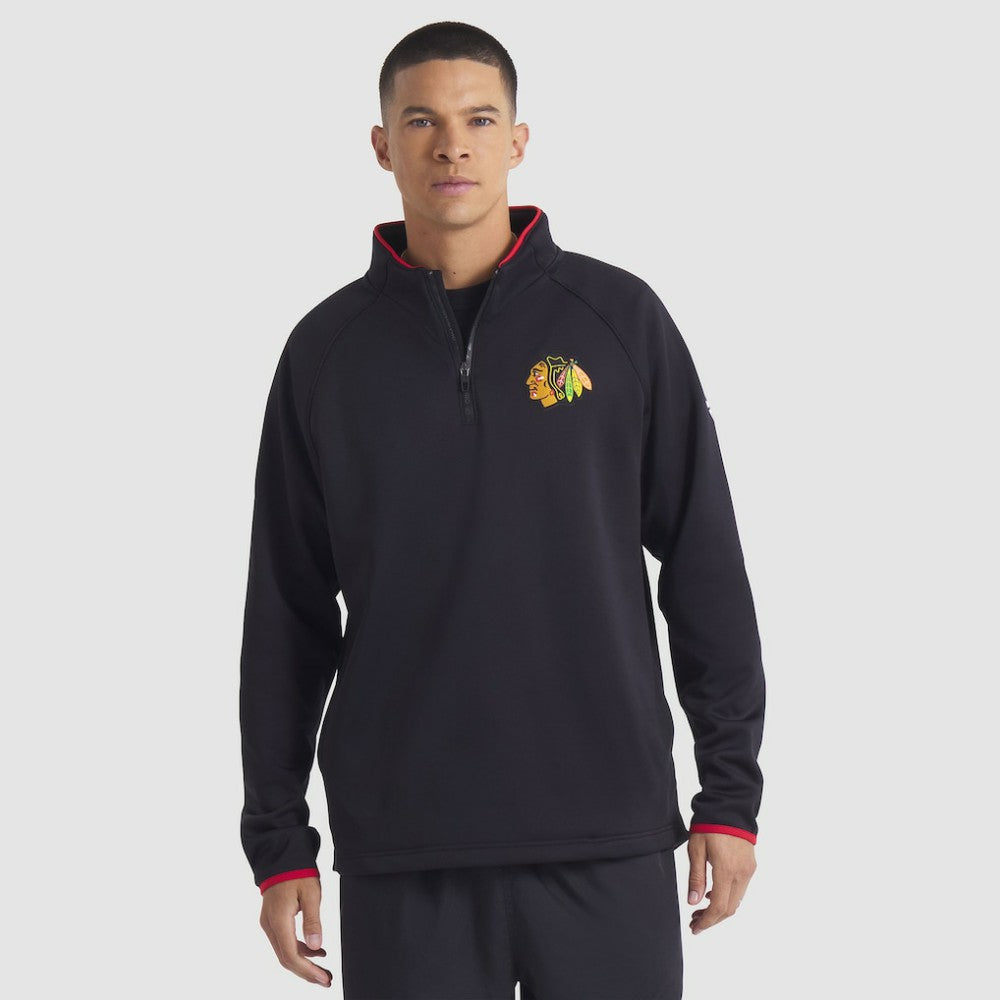 NHL Black Chicago Blackhawks Fanatics Authentic Pro Rink Raglan Quarter-Zip Pullover