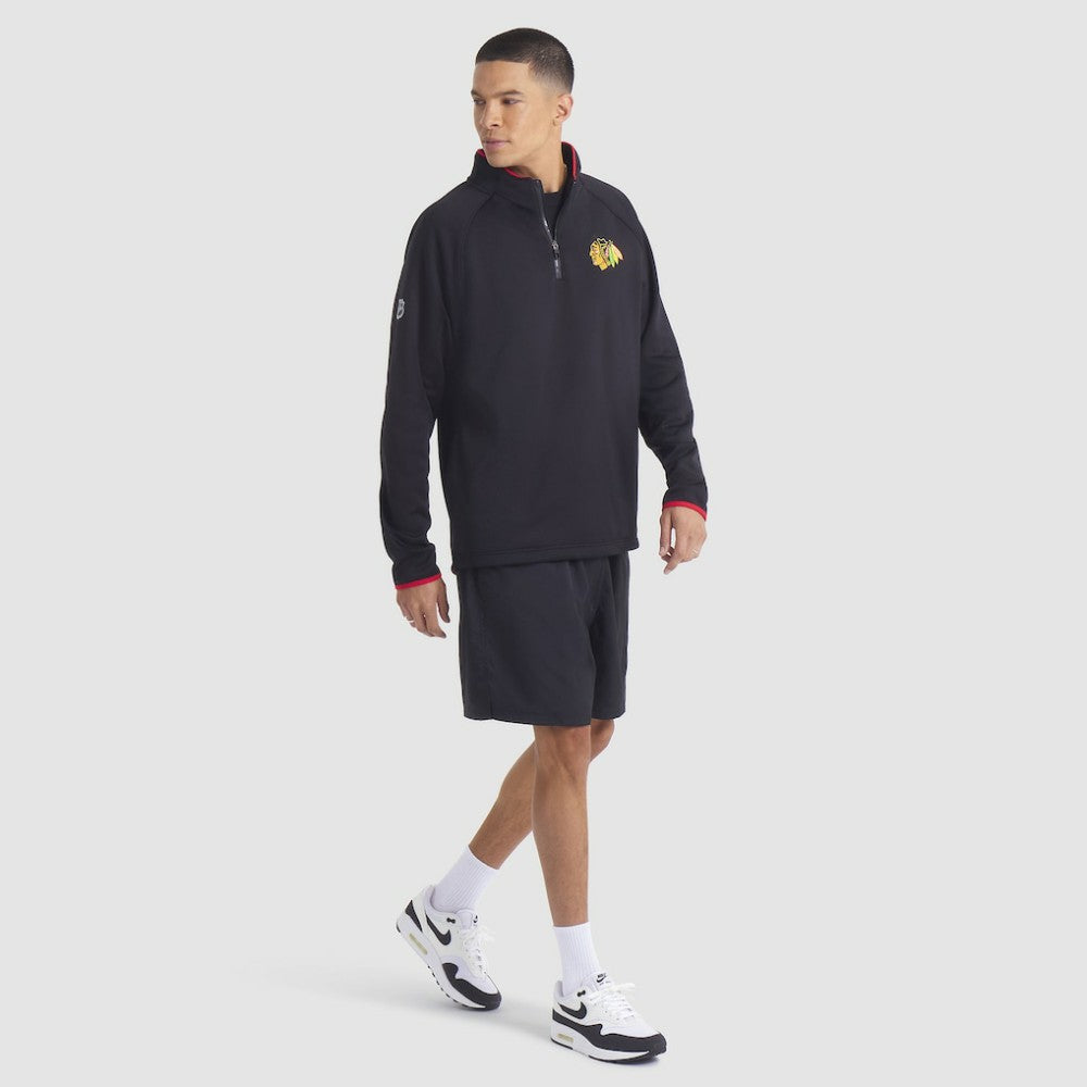 NHL Black Chicago Blackhawks Fanatics Authentic Pro Rink Raglan Quarter-Zip Pullover