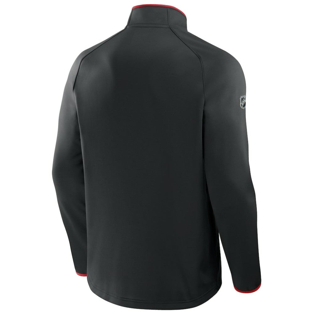NHL Black Chicago Blackhawks Fanatics Authentic Pro Rink Raglan Quarter-Zip Pullover