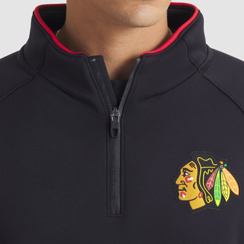 NHL Black Chicago Blackhawks Fanatics Authentic Pro Rink Raglan Quarter-Zip Pullover