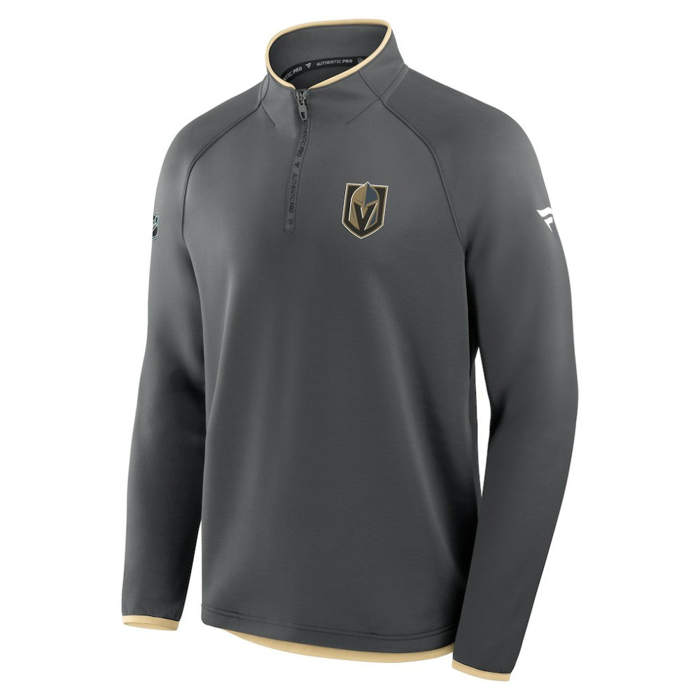 NHL Black Vegas Golden Knights Fanatics Authentic Pro Rink Raglan Quarter-Zip Pullover