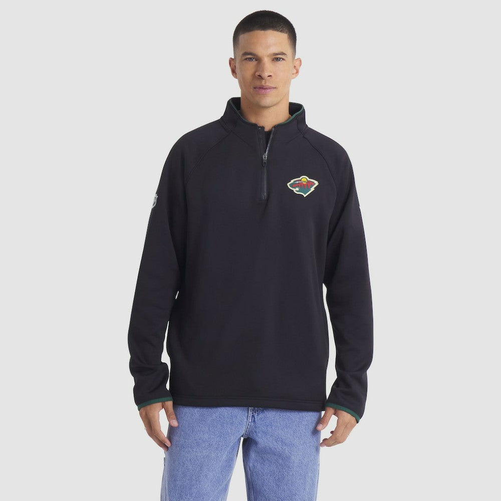 NHL Black Minnesota Wild Fanatics Authentic Pro Rink Raglan Quarter-Zip Pullover