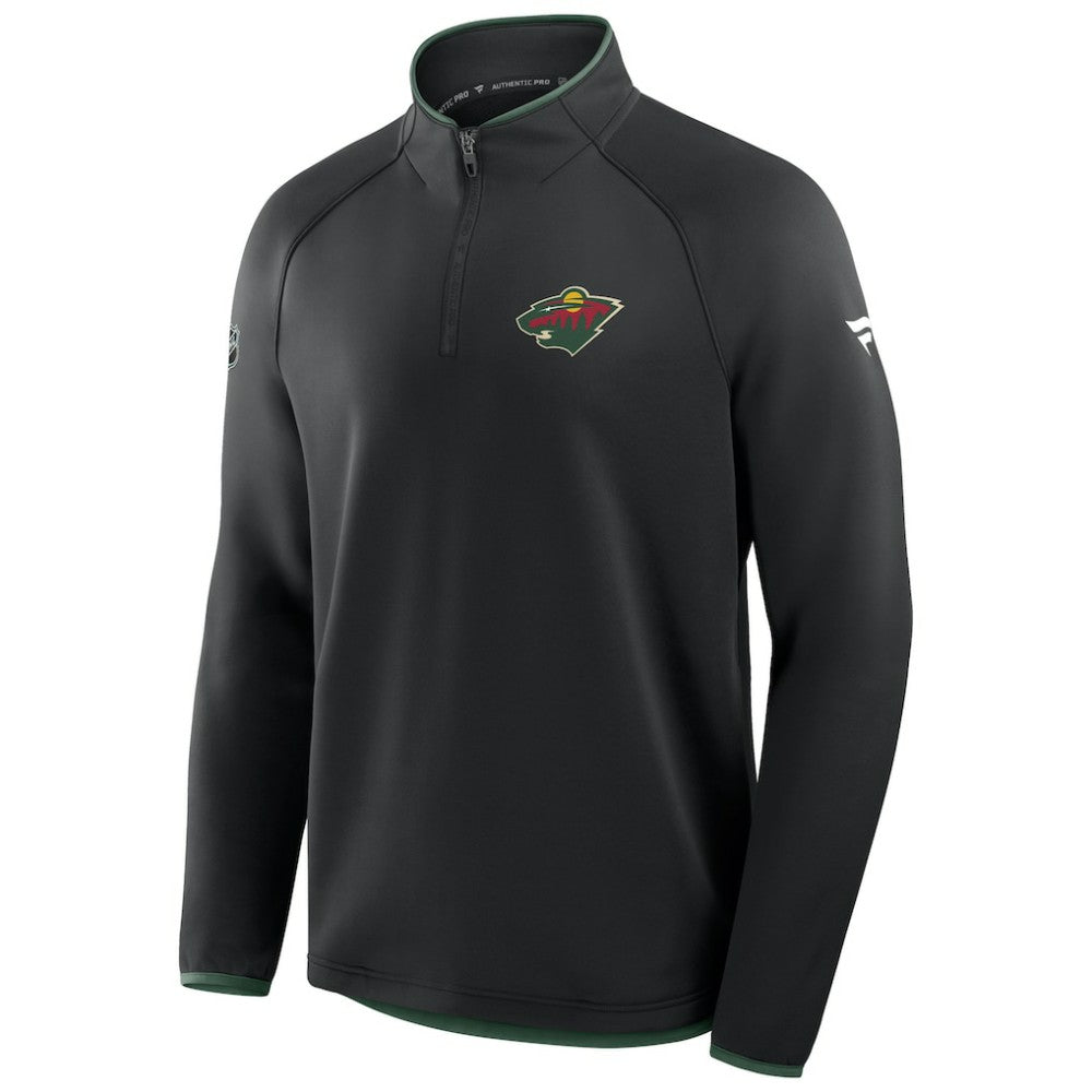 NHL Black Minnesota Wild Fanatics Authentic Pro Rink Raglan Quarter-Zip Pullover