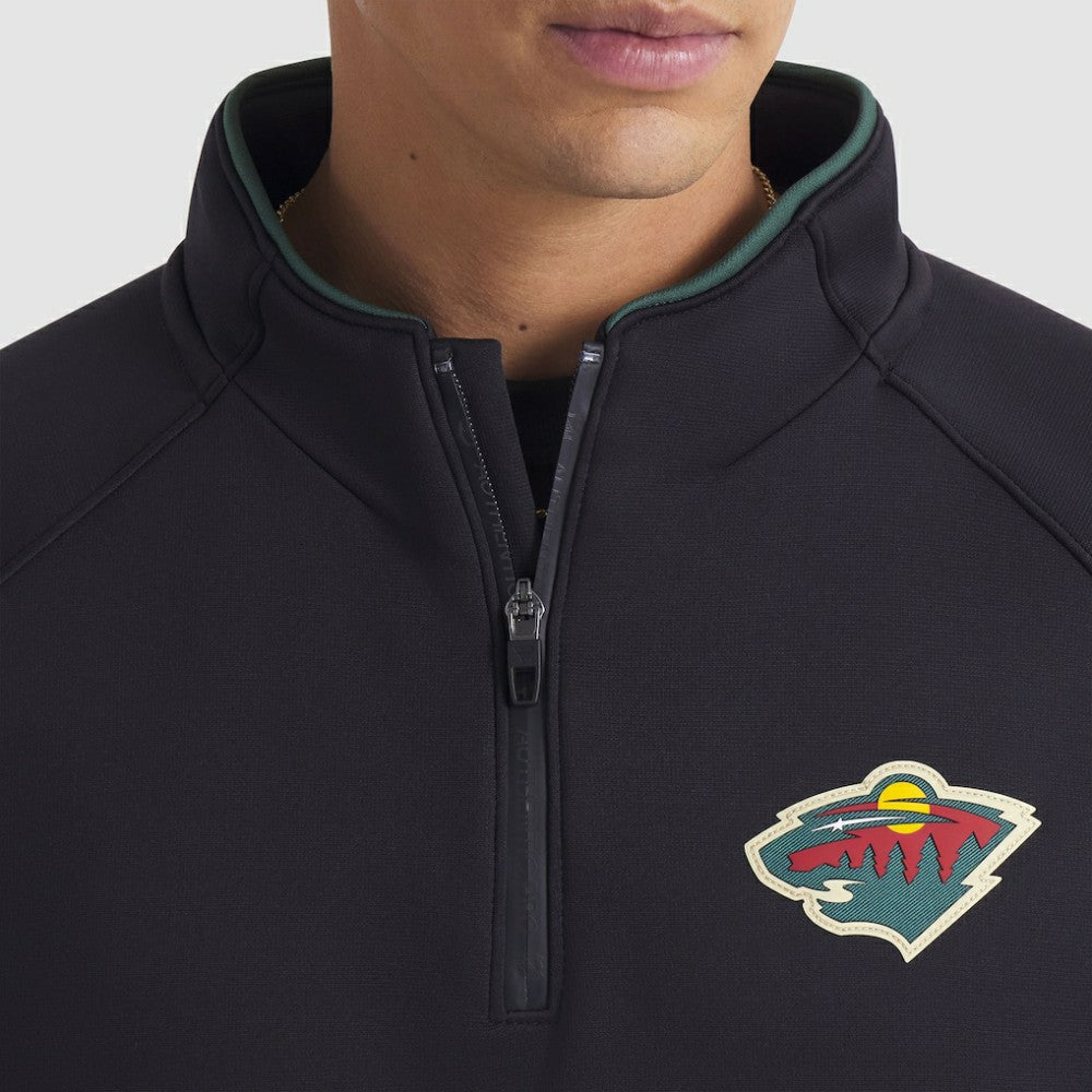 NHL Black Minnesota Wild Fanatics Authentic Pro Rink Raglan Quarter-Zip Pullover