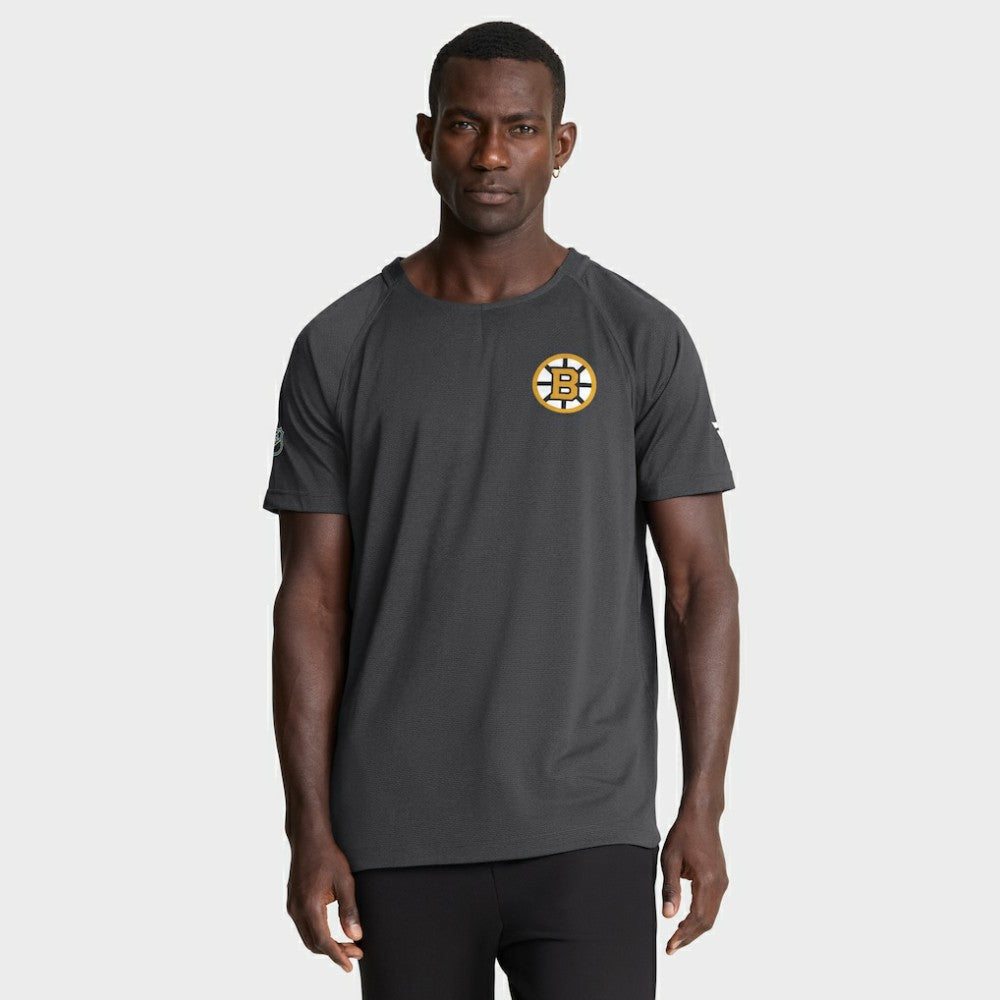 NHL Charcoal Boston Bruins Fanatics Authentic Pro Rink Raglan Performance T-Shirt