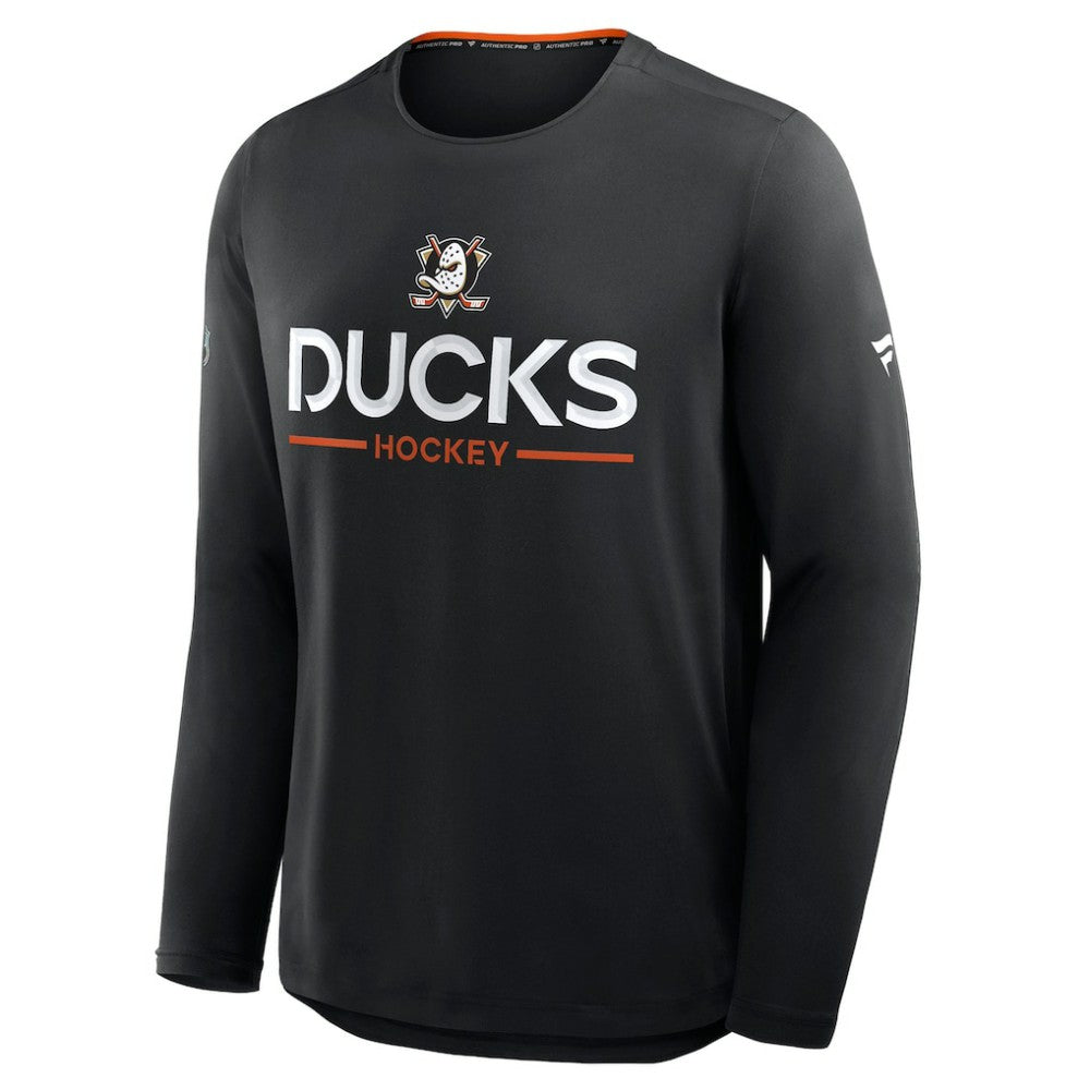 NHL Black Anaheim Ducks Fanatics Authentic Pro Rink Tech Long Sleeve T-Shirt