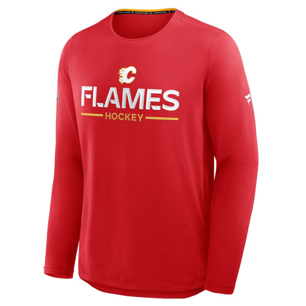NHL Red Calgary Flames Fanatics Authentic Pro Rink Tech Long Sleeve T-Shirt
