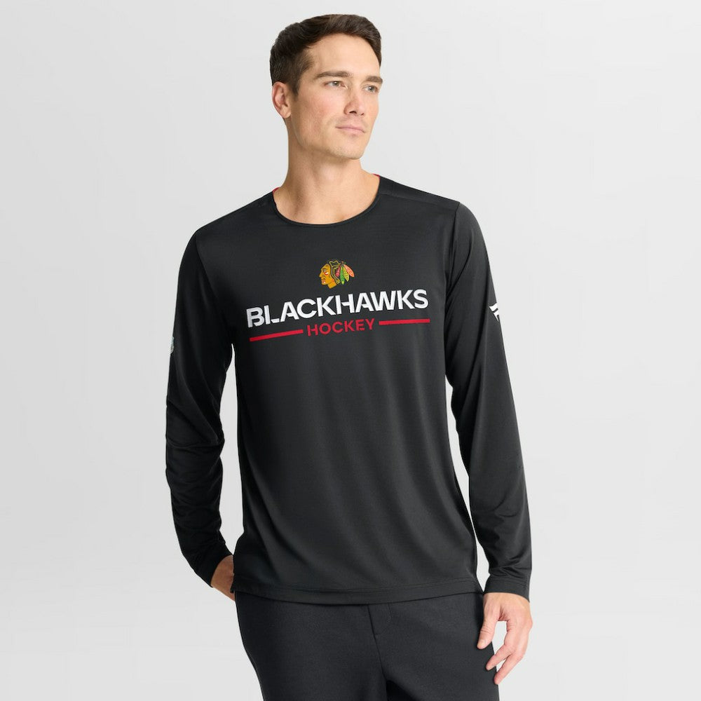 NHL Black Chicago Blackhawks Fanatics Authentic Pro Rink Tech Long Sleeve T-Shirt