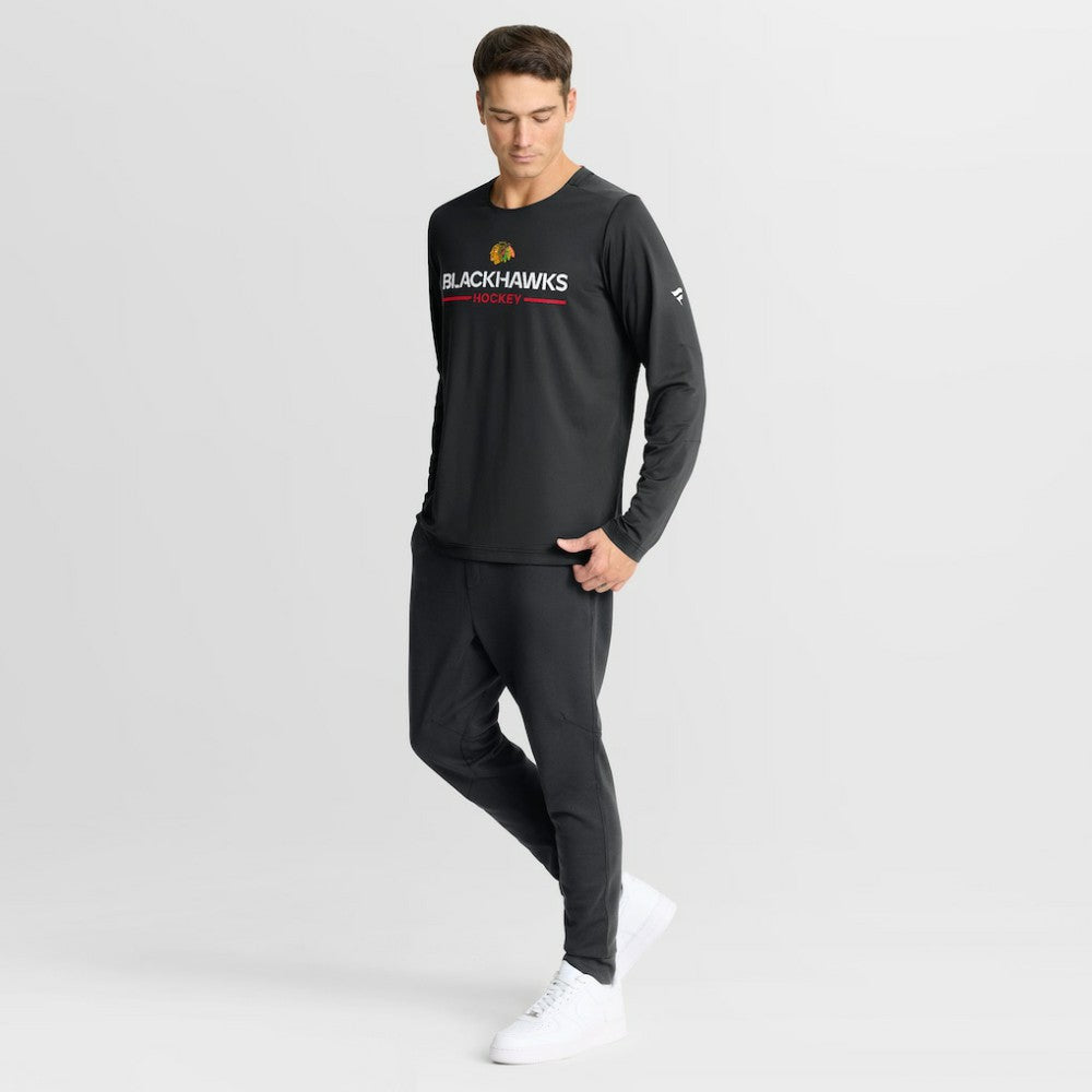 NHL Black Chicago Blackhawks Fanatics Authentic Pro Rink Tech Long Sleeve T-Shirt
