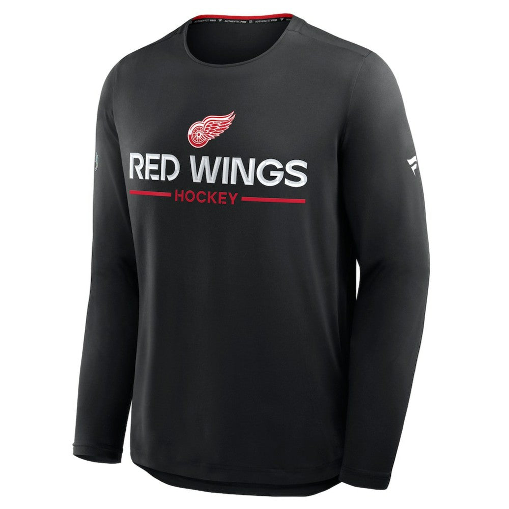 NHL Black Detroit Red Wings Fanatics Authentic Pro Rink Tech Long Sleeve T-Shirt