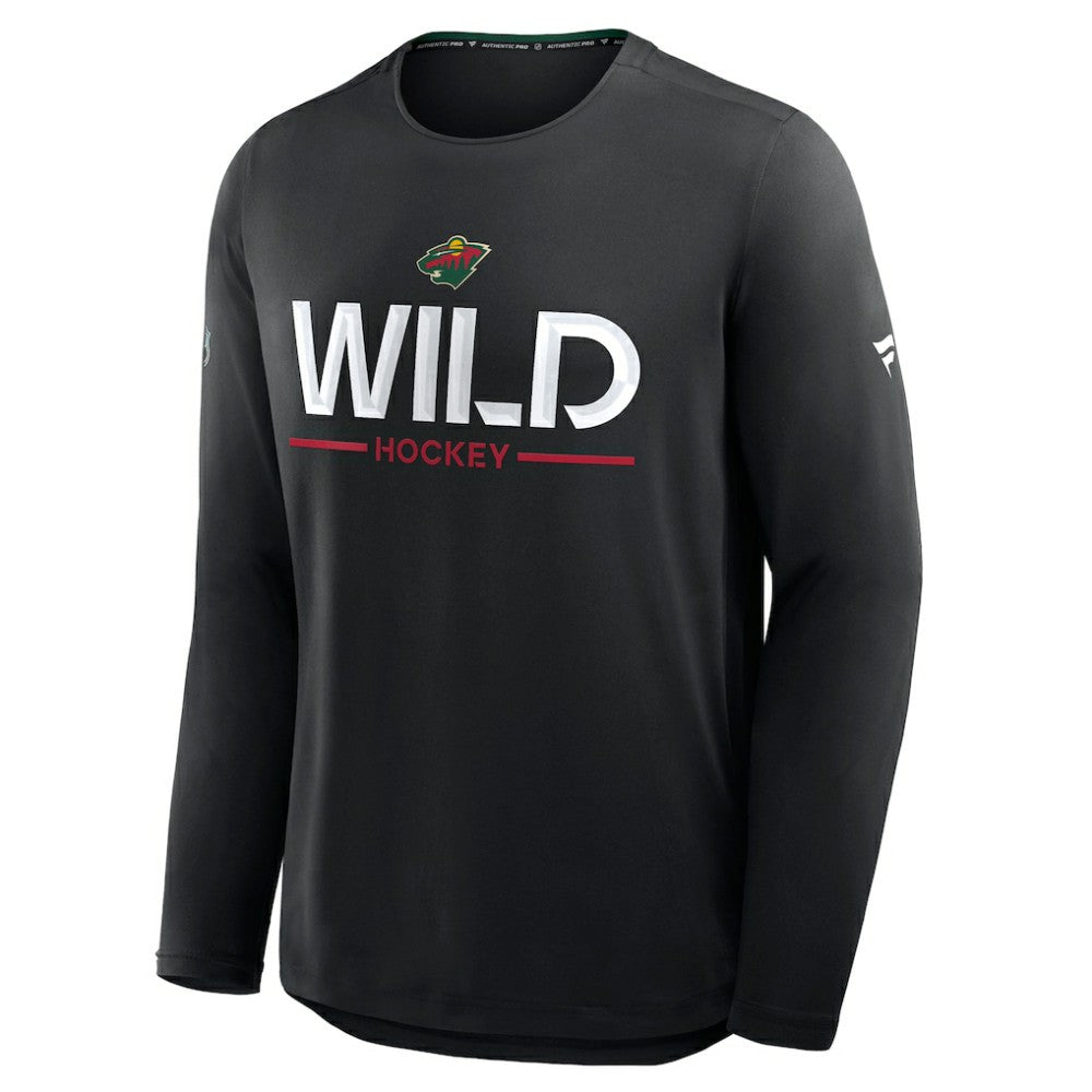 NHL Black Minnesota Wild Fanatics Authentic Pro Rink Tech Long Sleeve T-Shirt