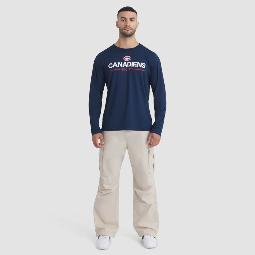NHL Navy Montreal Canadiens Fanatics Authentic Pro Rink Tech Long Sleeve T-Shirt