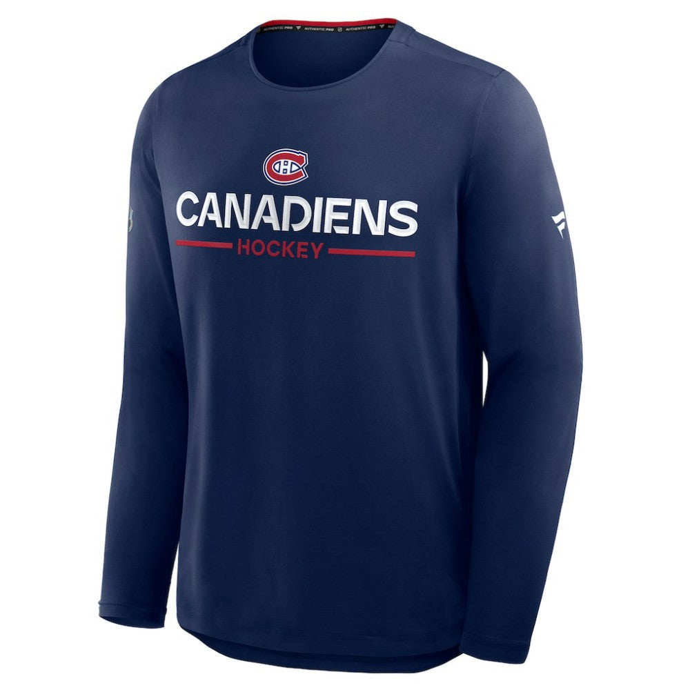 NHL Navy Montreal Canadiens Fanatics Authentic Pro Rink Tech Long Sleeve T-Shirt