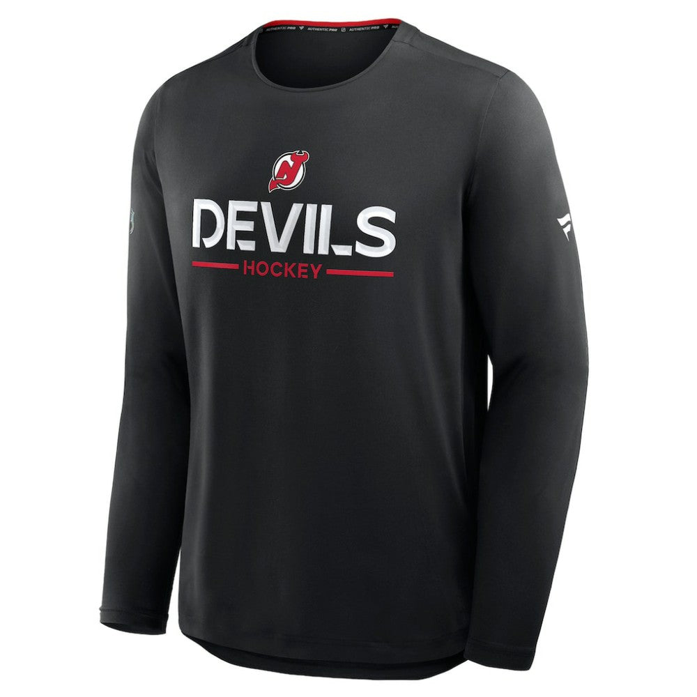 NHL Black New Jersey Devils Fanatics Authentic Pro Rink Tech Long Sleeve T-Shirt