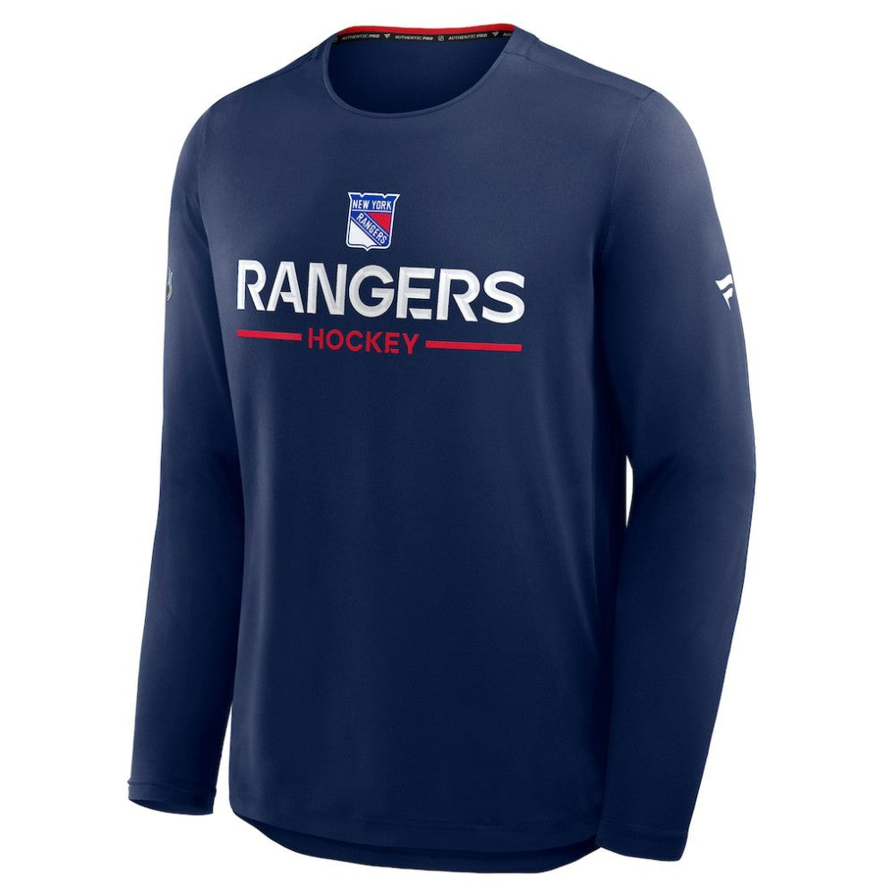 NHL Navy New York Rangers Fanatics Authentic Pro Rink Tech Long Sleeve T-Shirt