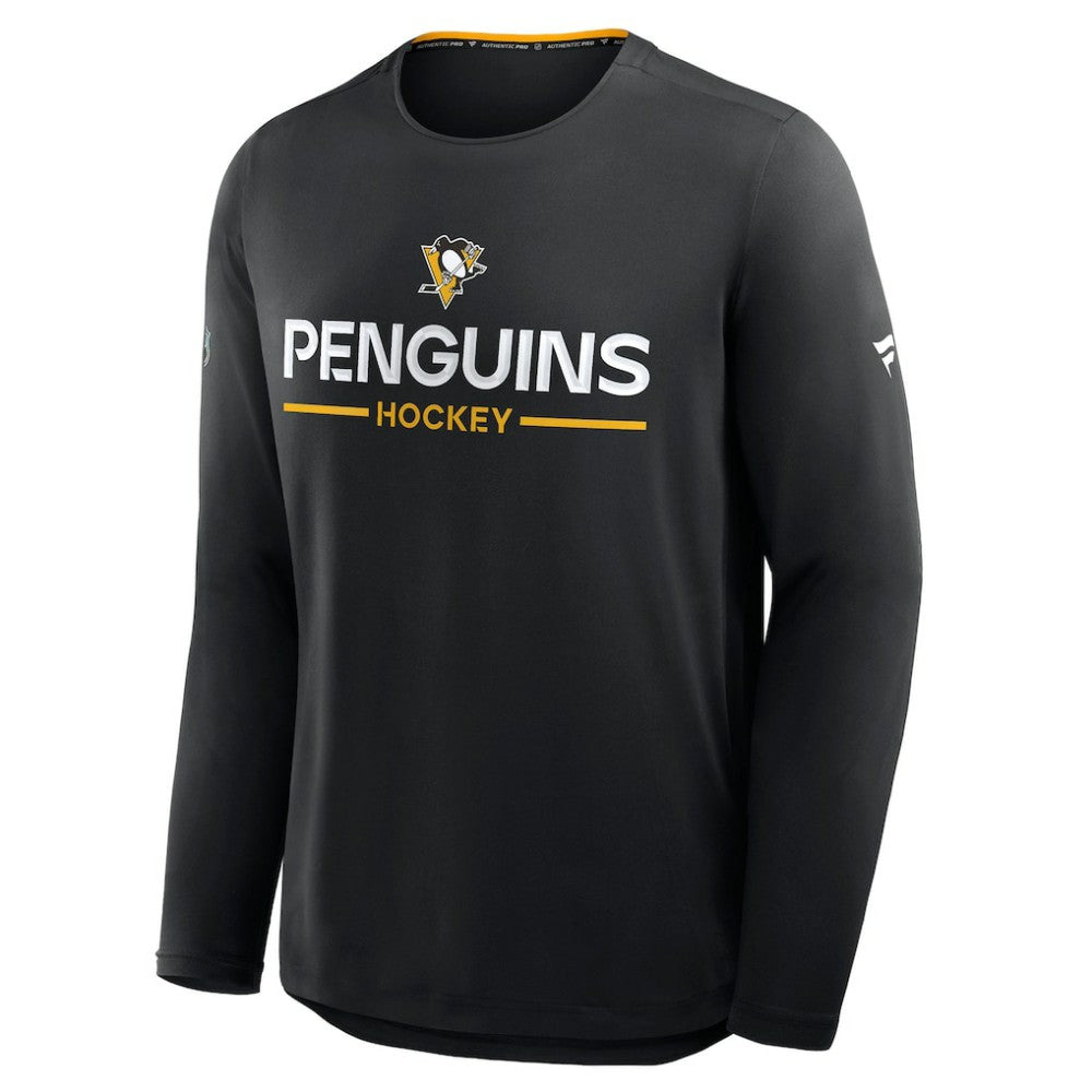 NHL Black Pittsburgh Penguins Fanatics Authentic Pro Rink Tech Long Sleeve T-Shirt