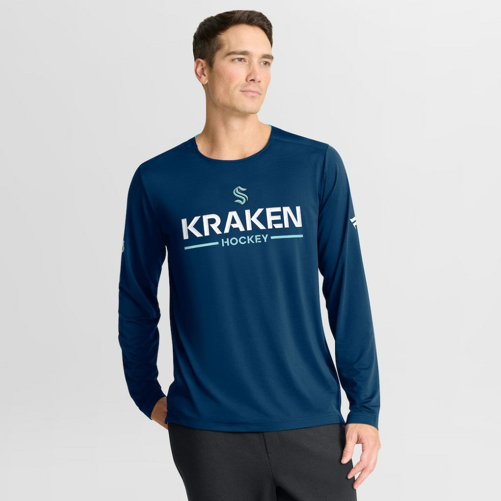 NHL Navy Seattle Kraken Fanatics Authentic Pro Rink Tech Long Sleeve T-Shirt