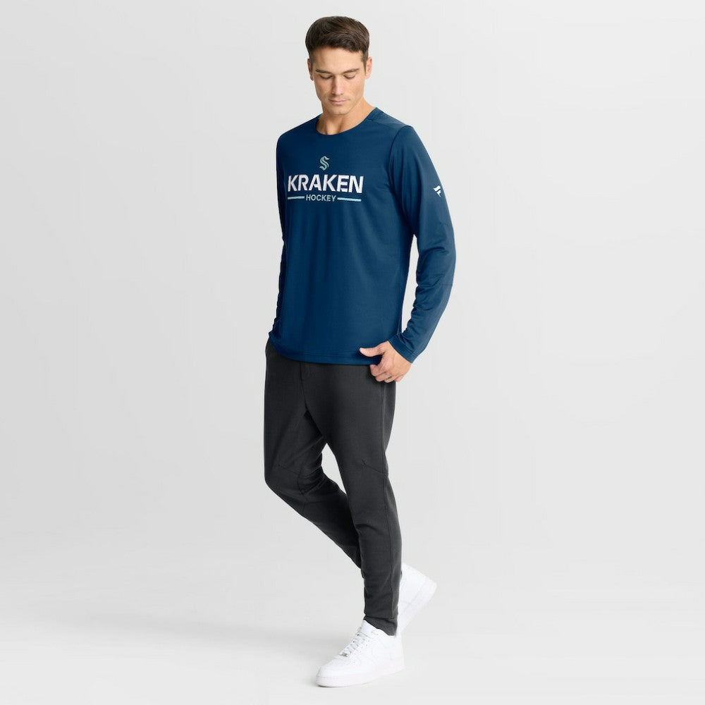 NHL Navy Seattle Kraken Fanatics Authentic Pro Rink Tech Long Sleeve T-Shirt