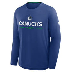 NHL Blue Vancouver Canucks Fanatics Authentic Pro Rink Tech Long Sleeve T-Shirt