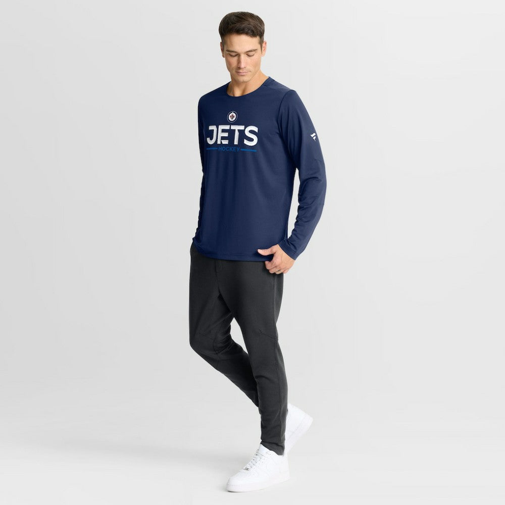 NHL Navy Winnipeg Jets Fanatics Authentic Pro Rink Tech Long Sleeve T-Shirt