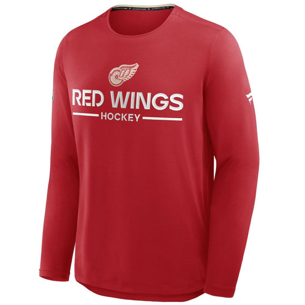 NHL Red Detroit Red Wings Fanatics Authentic Pro Centennial Rink Tech Long Sleeve T-Shirt