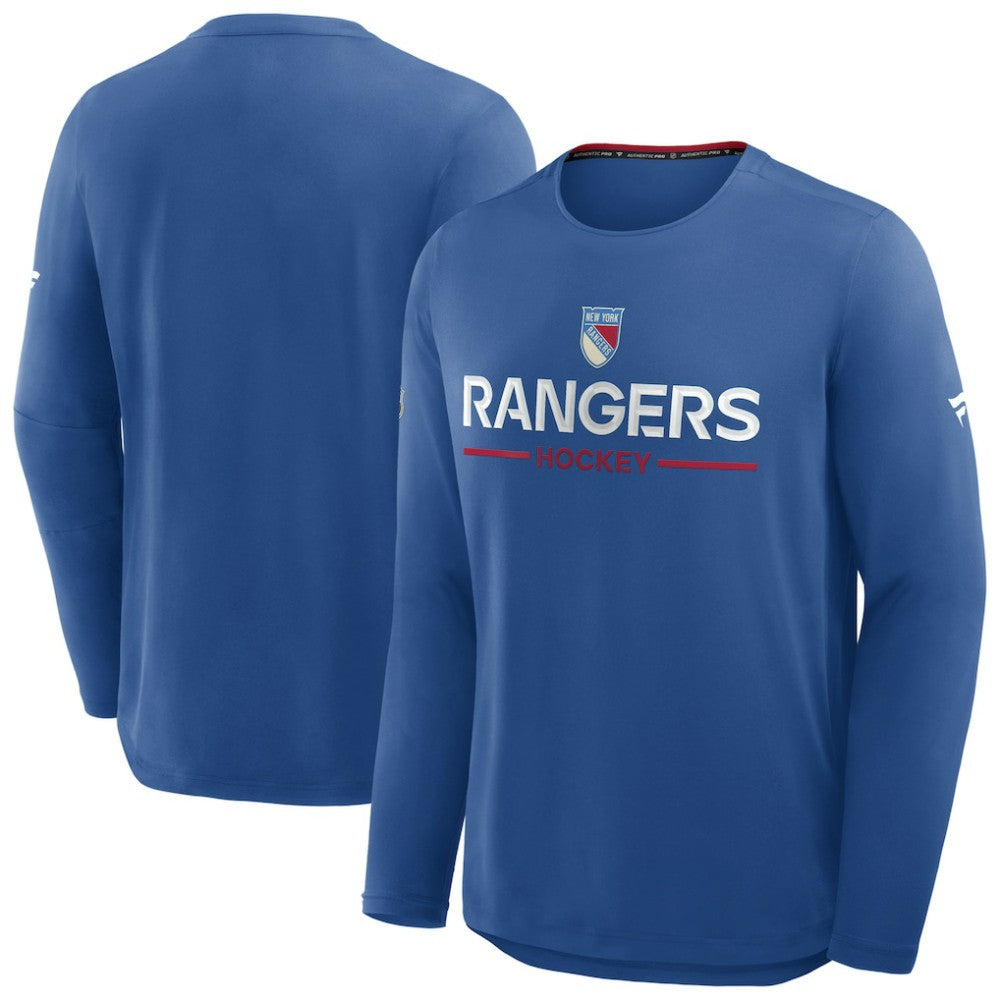 NHL Blue New York Rangers Fanatics Authentic Pro Rink Centennial Tech Long Sleeve T-Shirt