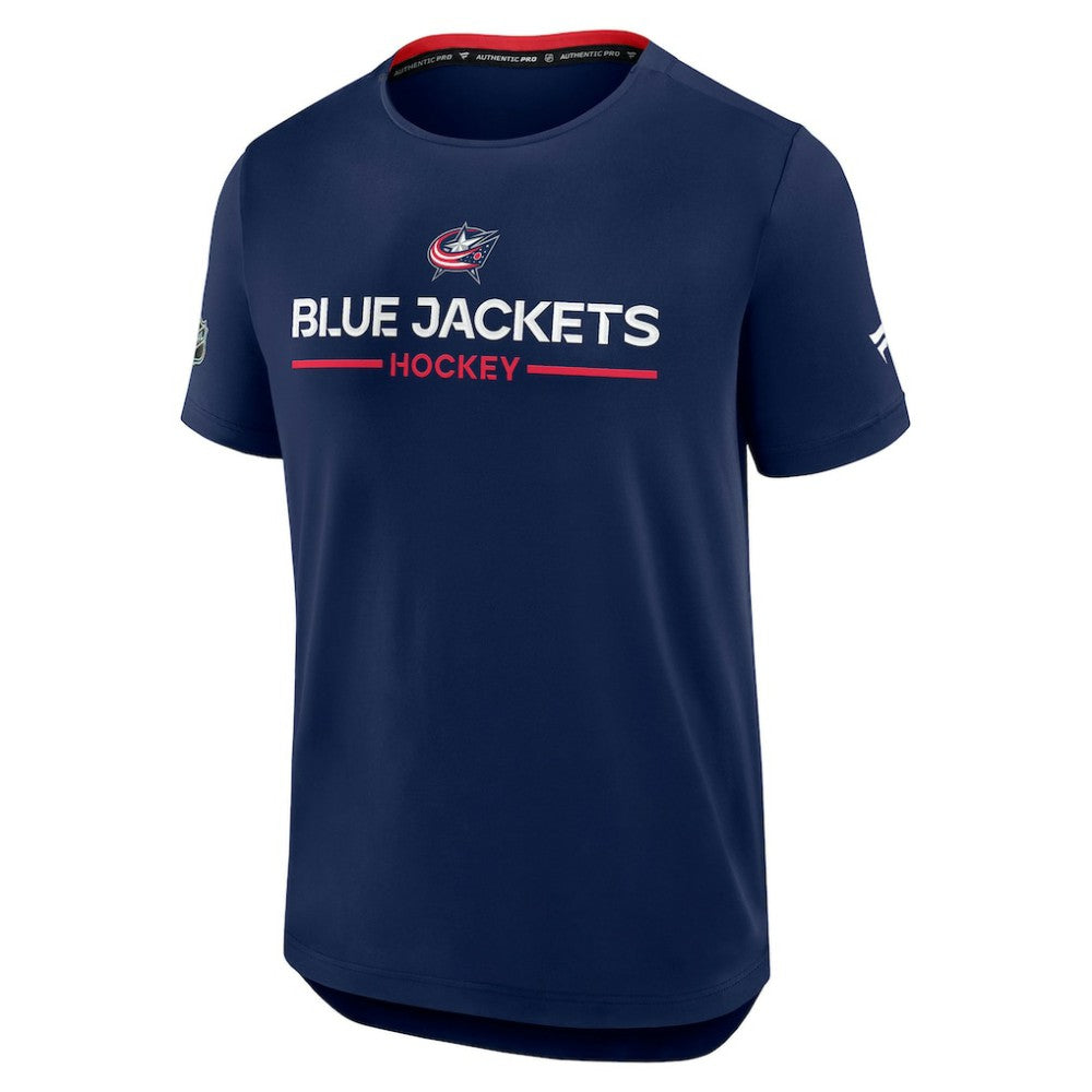 NHL Navy Columbus Blue Jackets Fanatics Authentic Pro Rink Tech T-Shirt