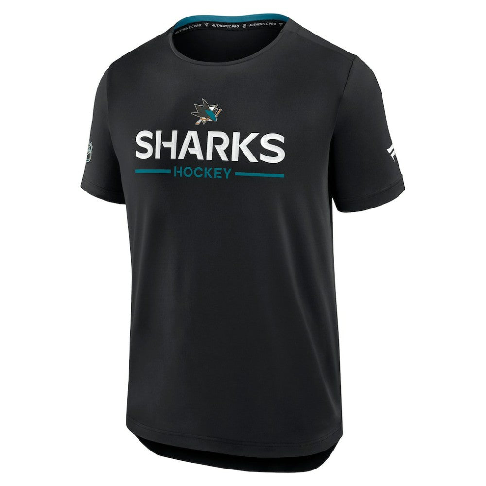 NHL Black San Jose Sharks Fanatics Authentic Pro Rink Tech T-Shirt