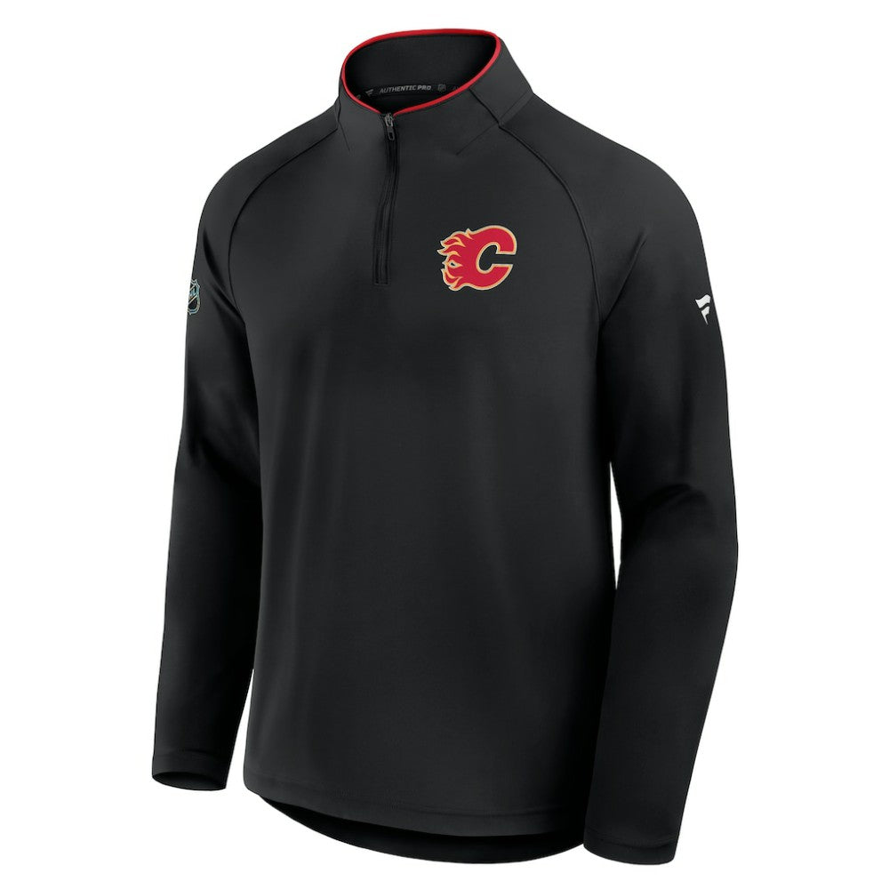 NHL Black Calgary Flames Fanatics Authentic Pro Rink Training Quarter-Zip Pullover