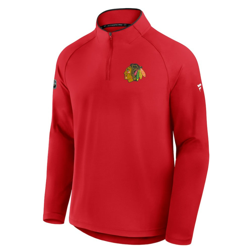 NHL Red Chicago Blackhawks Fanatics Authentic Pro Rink Training Quarter-Zip Pullover