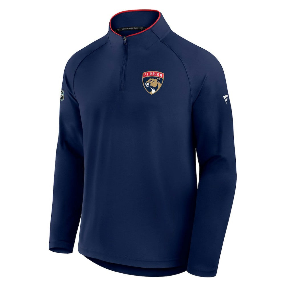 NHL Navy Florida Panthers Fanatics Authentic Pro Rink Training Quarter-Zip Pullover