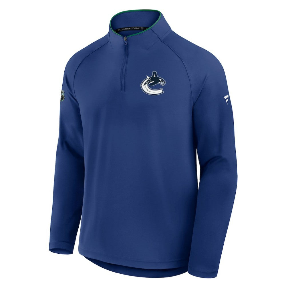 NHL Blue Vancouver Canucks Fanatics Authentic Pro Rink Training Quarter-Zip Pullover