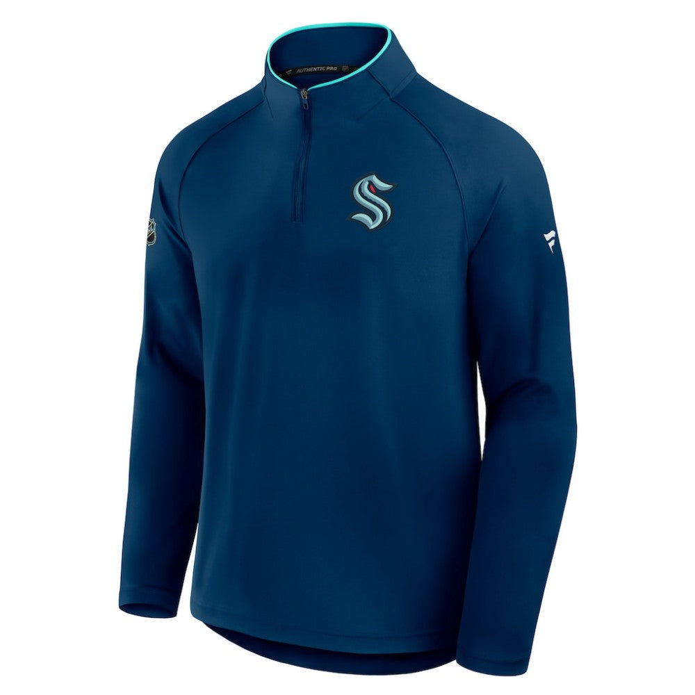 NHL Deep Sea Blue Seattle Kraken Fanatics Authentic Pro Rink Training Quarter-Zip Pullover