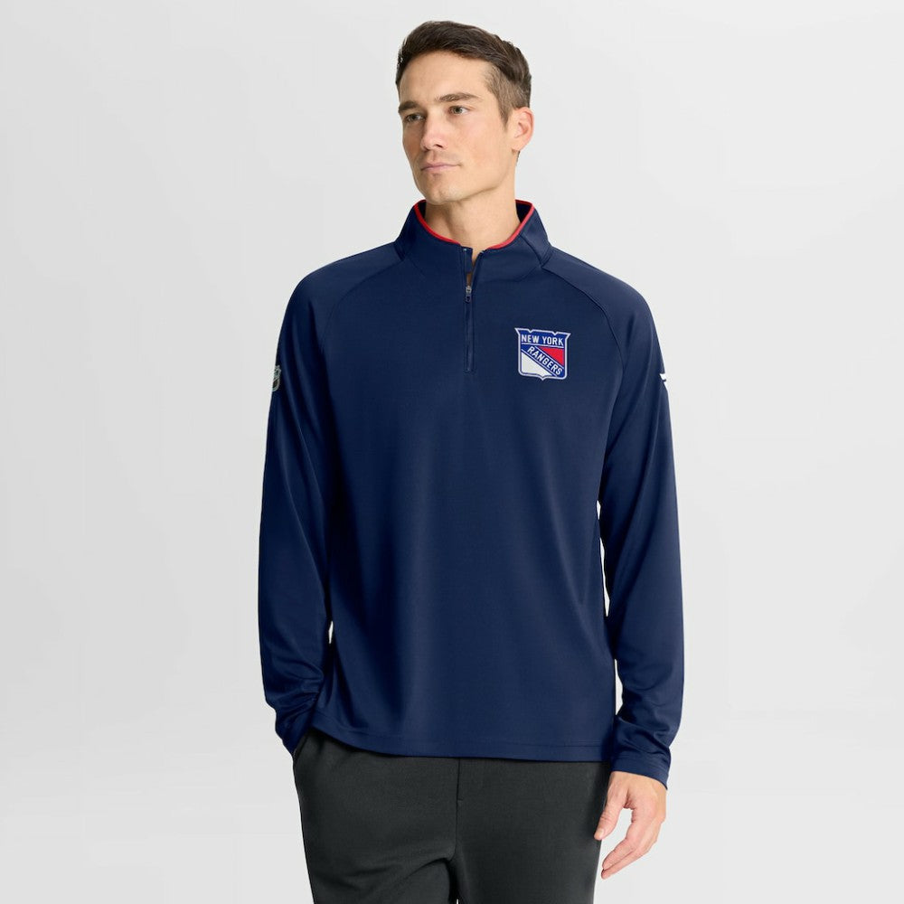 NHL Navy New York Rangers Fanatics Authentic Pro Rink Training Quarter-Zip Pullover