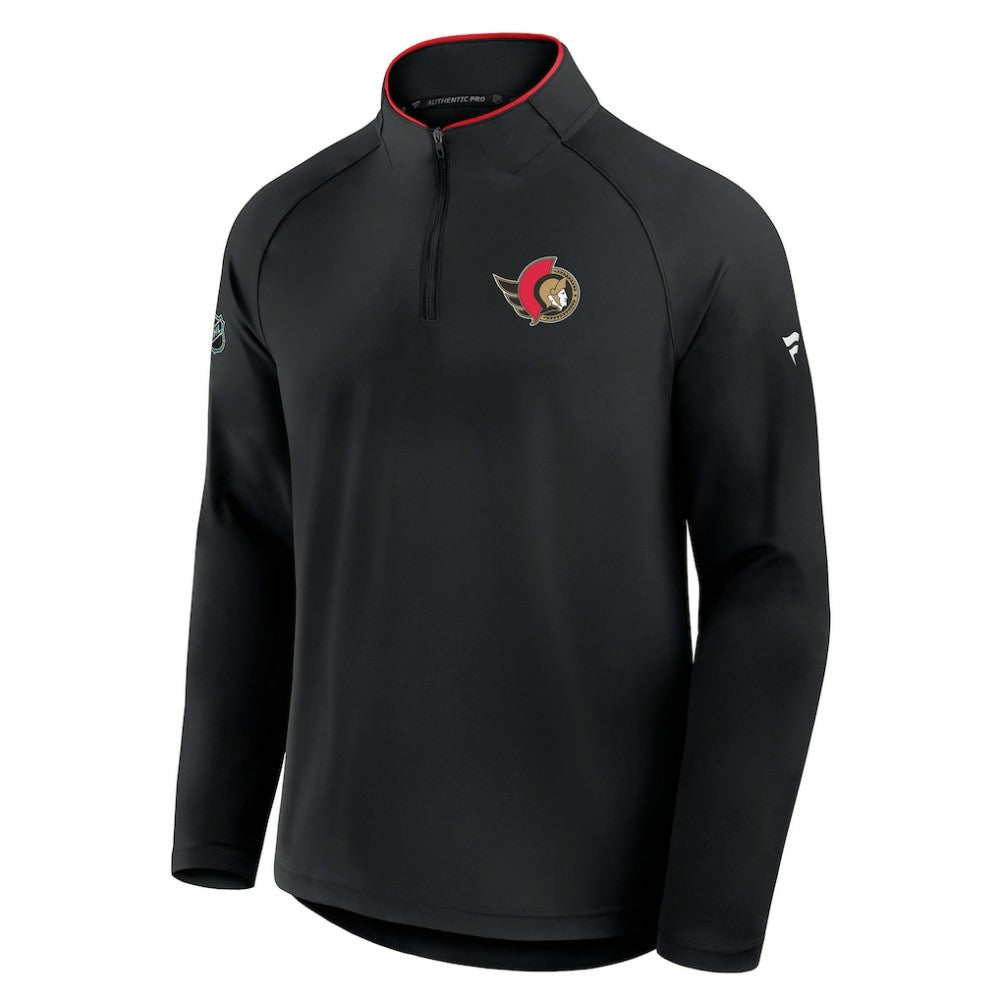 NHL Black Ottawa Senators Fanatics Authentic Pro Rink Training Quarter-Zip Pullover