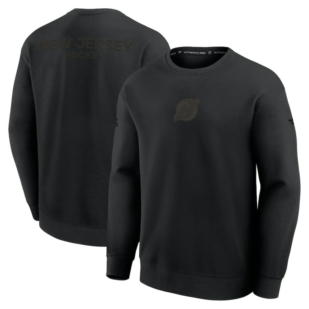 NHL Black New Jersey Devils Fanatics Authentic Pro Road Tri-Blend Sweatshirt