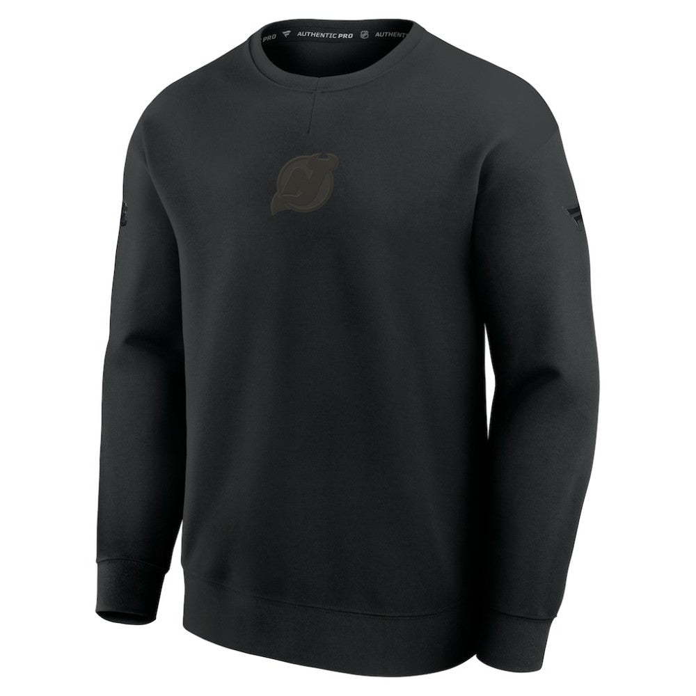 NHL Black New Jersey Devils Fanatics Authentic Pro Road Tri-Blend Sweatshirt