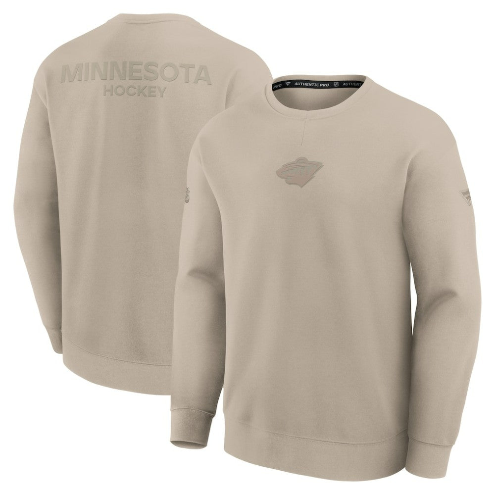 NHL Tan Minnesota Wild Fanatics Authentic Pro Road Tri-Blend Sweatshirt