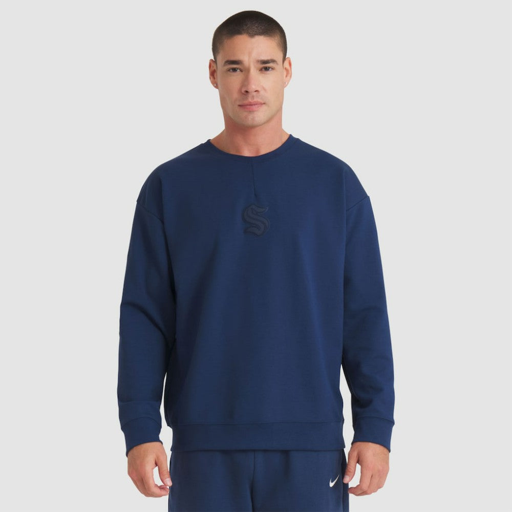 NHL Deep Sea Blue Seattle Kraken Fanatics Authentic Pro Road Tri-Blend Sweatshirt