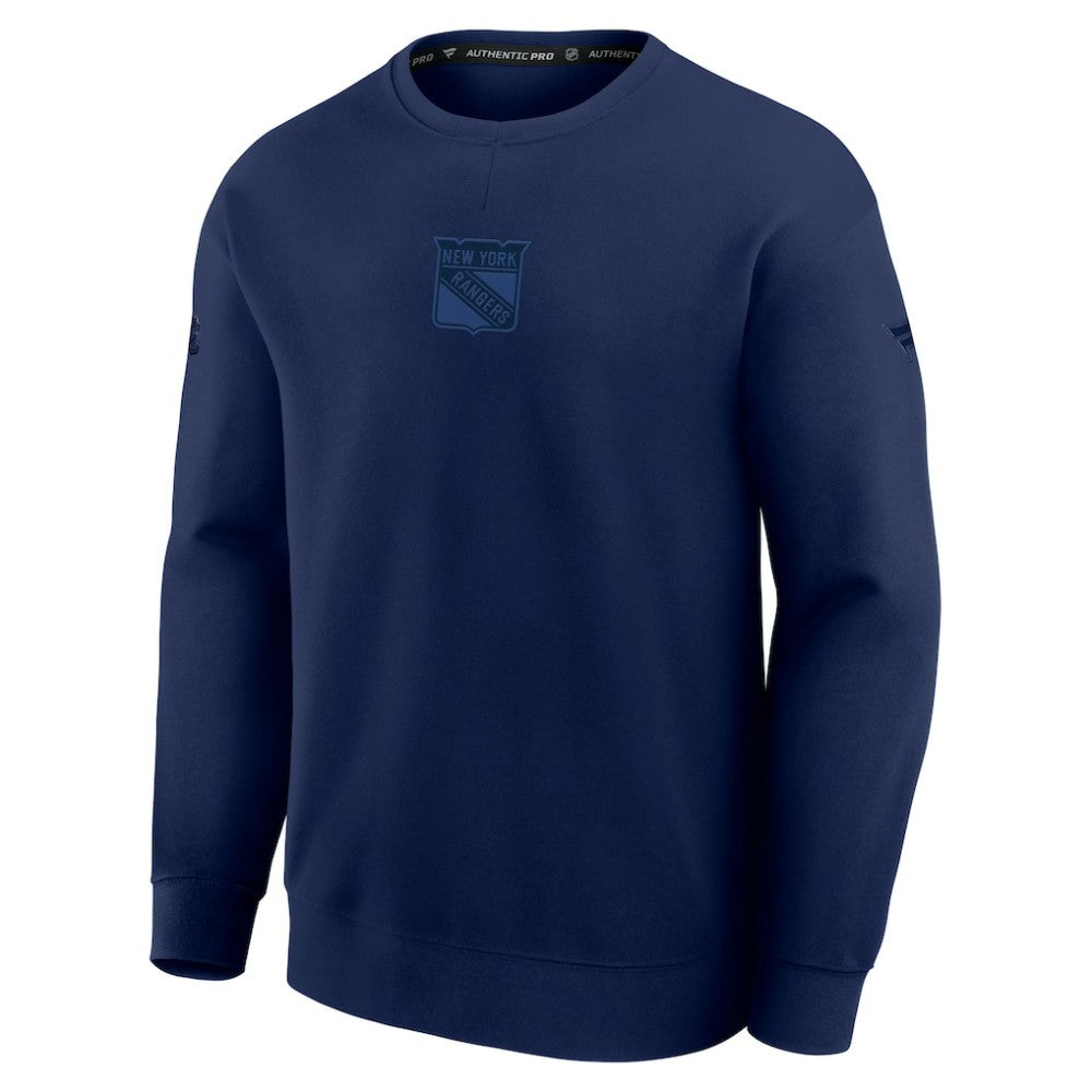 NHL Navy New York Rangers Fanatics Authentic Pro Road Tri-Blend Sweatshirt